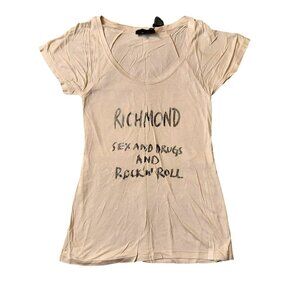 Richmond Beige Graphic Print Tunic Tee Shirt Sz 42 NWT